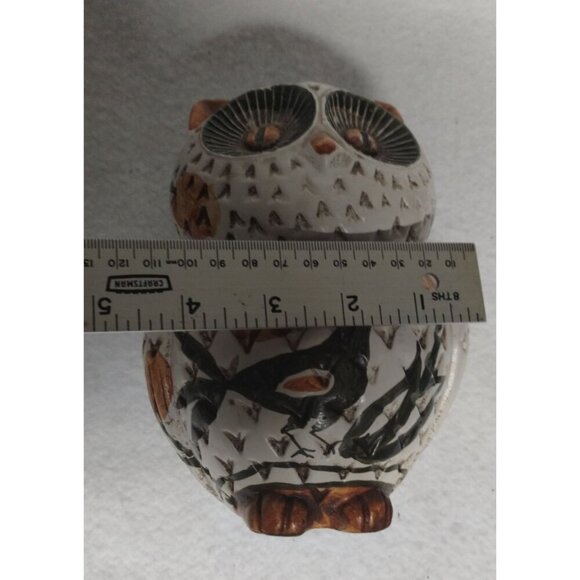 Vintage Ceramic Owl Figurine with Leaf & Bird‎ Paintings Design - Picture 11 of 11